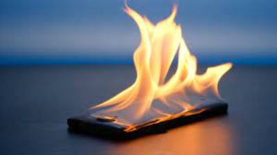 cell phone on fire
